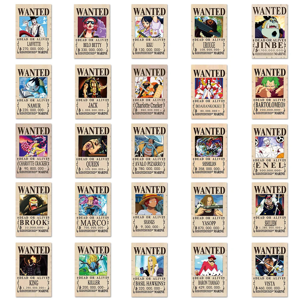 One Piece Wanted Stickers
