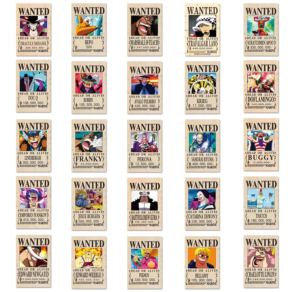 One Piece Wanted Stickers