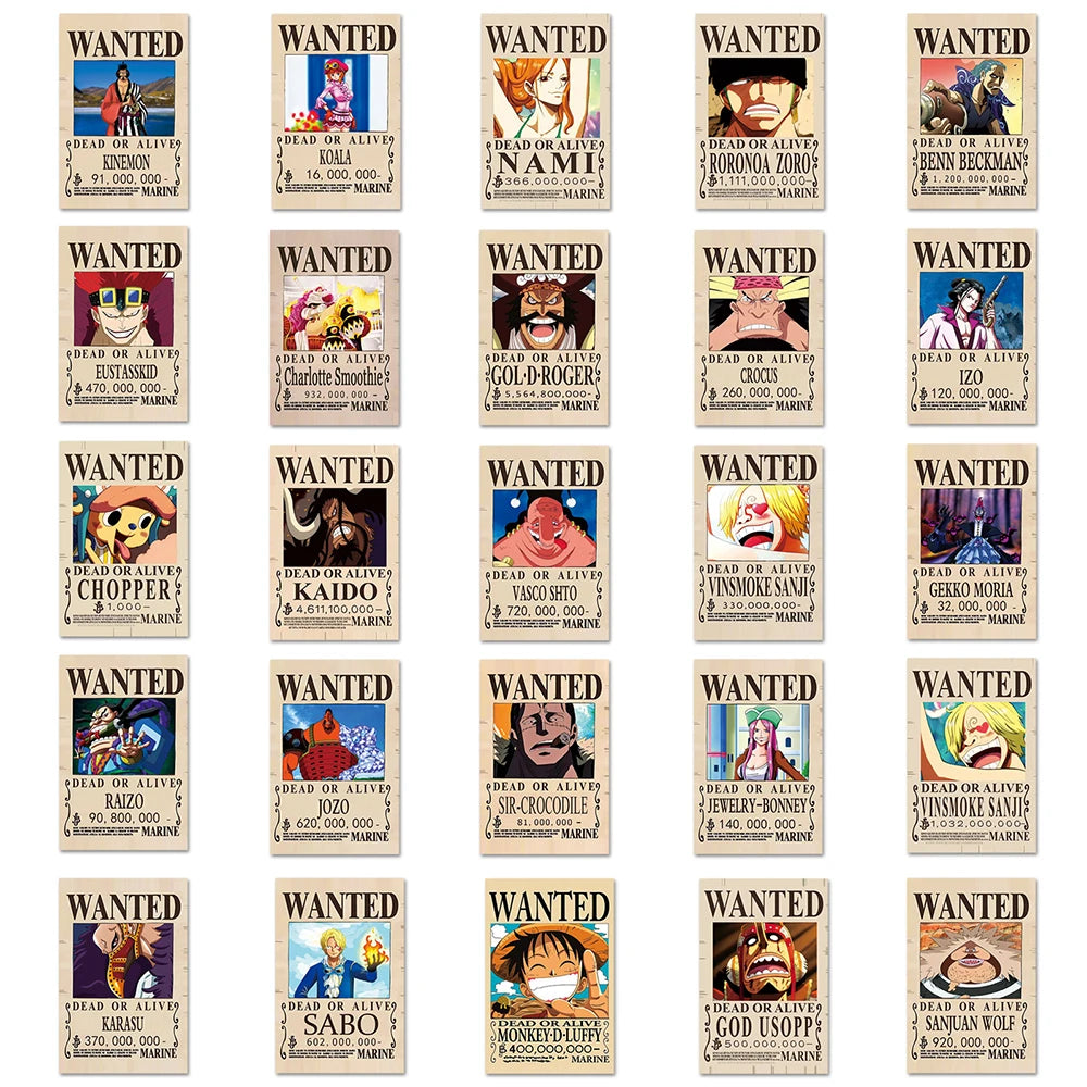 One Piece Wanted Stickers