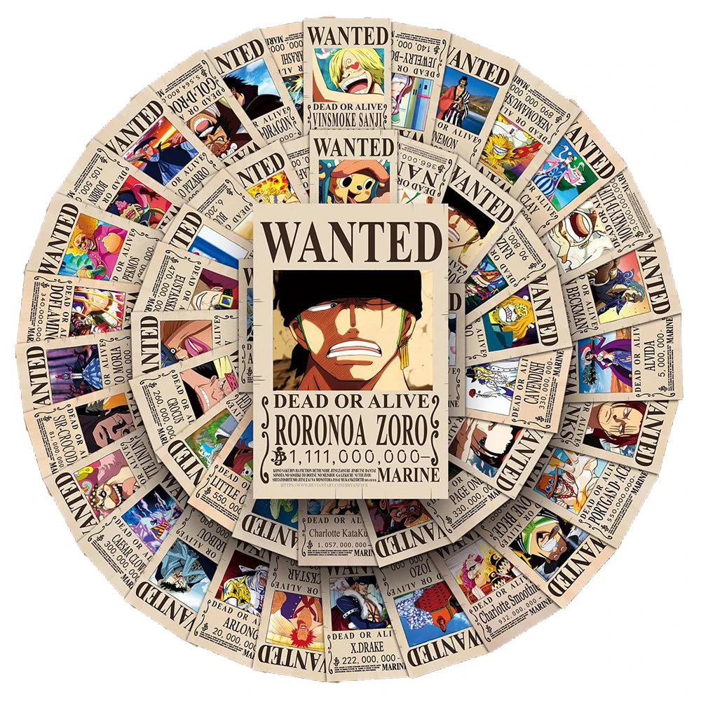 One Piece Wanted Stickers