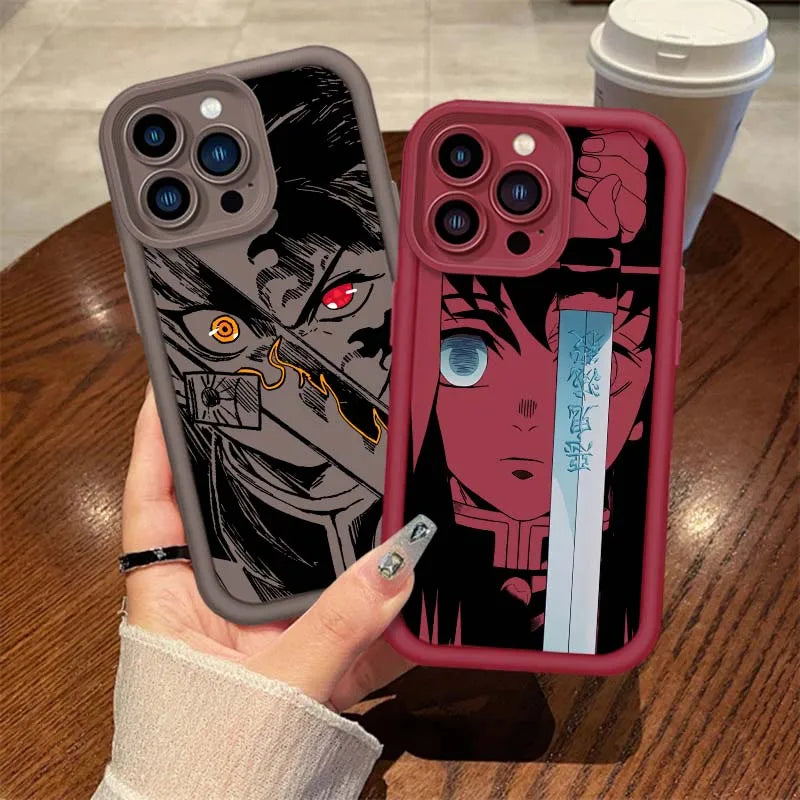 Demon Slayer Monotone Anime iPhone Case