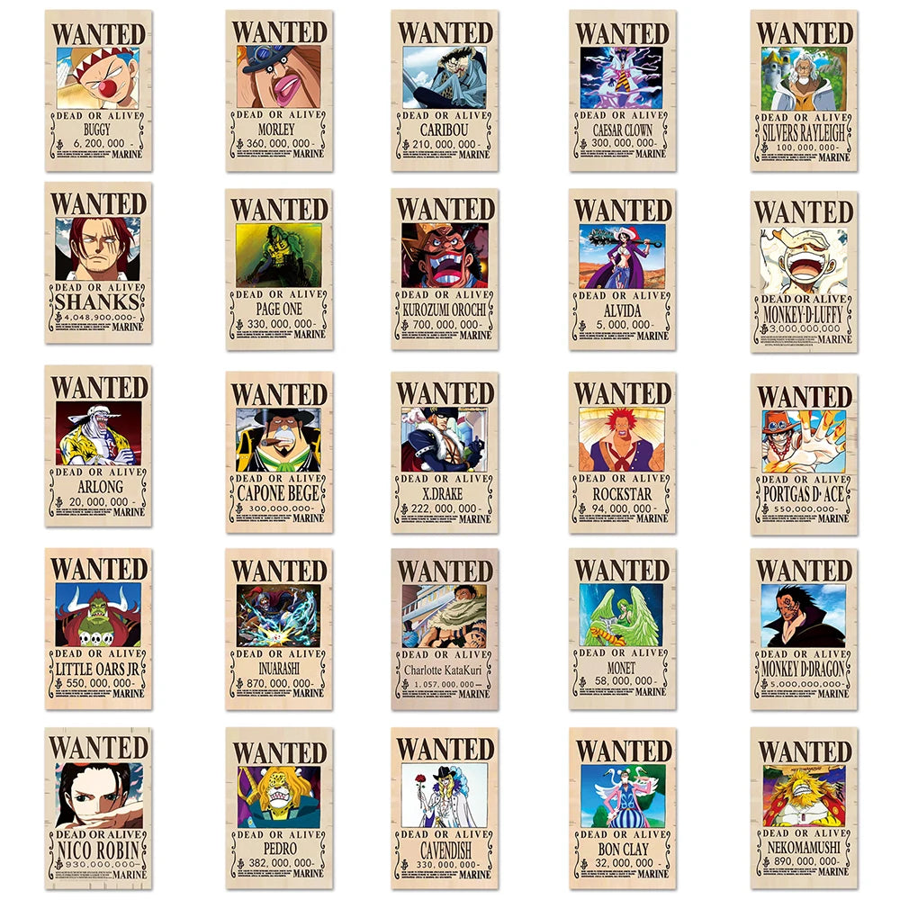 One Piece Wanted Stickers