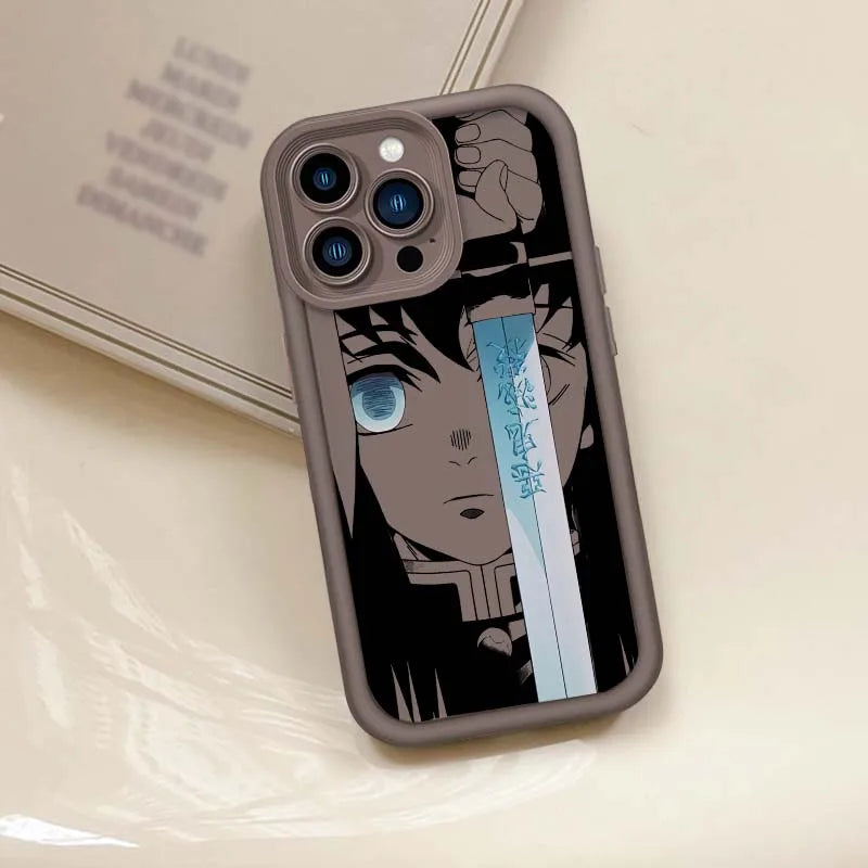 Demon Slayer Monotone Anime iPhone Case